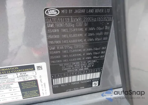 2020 Land Rover Discovery Se from USA, damaged, VIN SALRG2RV3L2430085